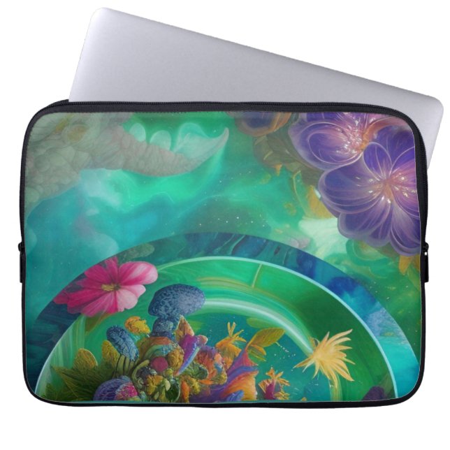 Capa Para Notebook Aqua Floral Abstrato subwater Garden (Frente)