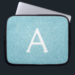 Capa Para Notebook Aqua Teal Blue Glitter e Sparkle Monograma<br><div class="desc">Glitter Azul Azul Aqua e Minúsculo Elegante Esmagador. Esse caso pode ser personalizado para incluir seu nome inicial e próprio.</div>