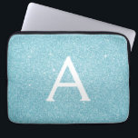 Capa Para Notebook Aqua Teal Blue Glitter e Sparkle Monograma<br><div class="desc">Glitter Azul Azul Aqua e Minúsculo Elegante Esmagador. Esse caso pode ser personalizado para incluir seu nome inicial e próprio.</div>