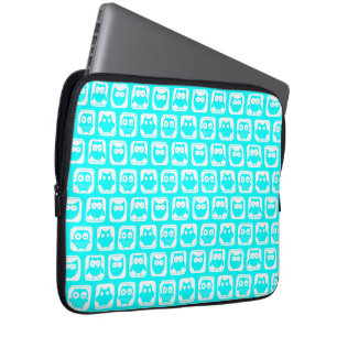 Capa Para Notebook Aqua Whimsical Owl Pattern