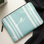 Capa Para Notebook Aqua Winter Birch Trees and Bird<br><div class="desc">Linda ilustração vetorial de um pássaro empoleirado em uma árvore. Ele pode ser personalizado com seu nome,  monograma,  iniciais ou qualquer texto de sua escolha para uma aparência personalizada completa!</div>