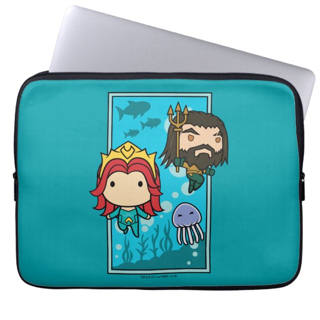 Capa Para Notebook Aquaman | Chibi Mera & Aquaman Subsea Graphic (Frente)