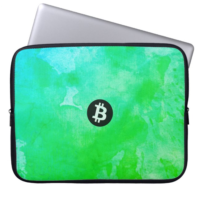 Capa Para Notebook Aquarela Bitcoin (Estilo $ - Green Day) (Frente)
