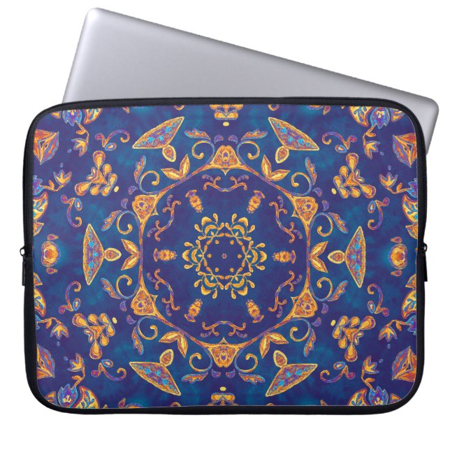 Capa Para Notebook Aquarela Caleidoscópio Mandala Design Oriental. (Frente)