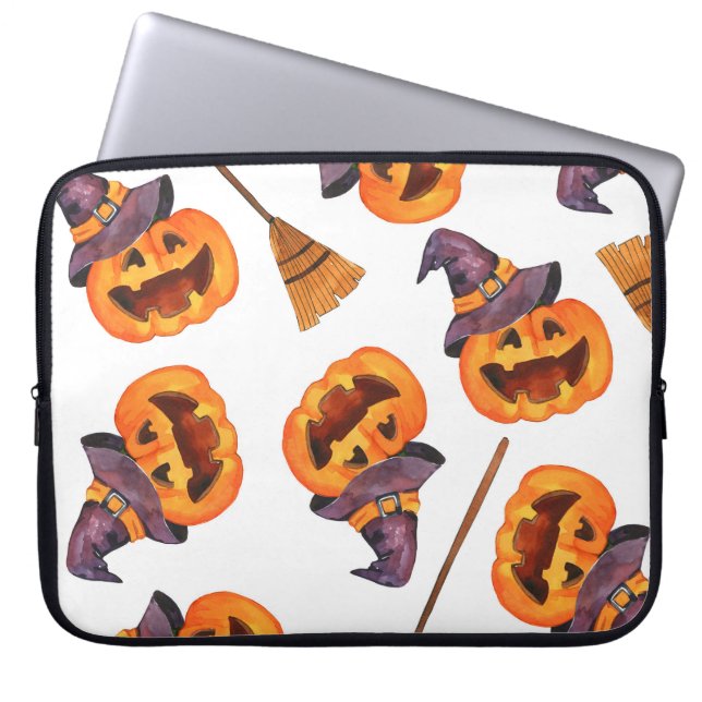 Capa Para Notebook Aquarela De Halloween, Padrão Sem Olho De Outono. (Frente)