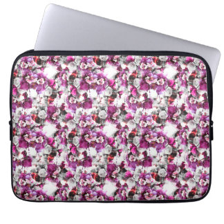 Capa Para Notebook Aquarela Floral - Design abstrato rosa e branco