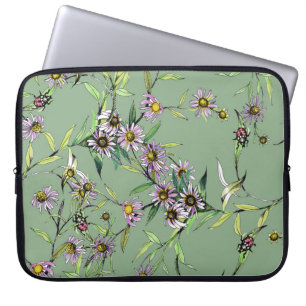 Capa Para Notebook Aquarela Floral: Padrão Verde Sem Olho