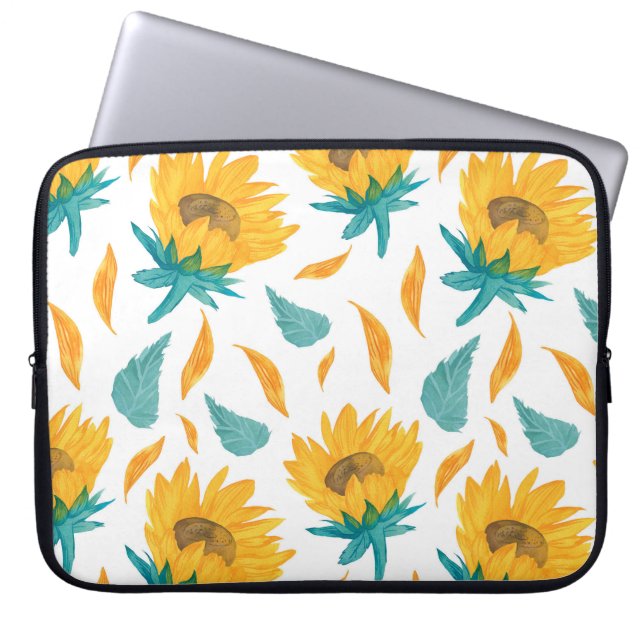Capa Para Notebook Aquarela Girassóis: Impressão de Verão (Frente)