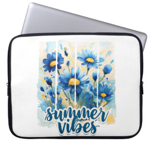 CAPA PARA NOTEBOOK AQUARELA MARGARIDAS AZUIS & AMARELAS E VIBRAÇÕES D