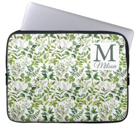 Capa Para Notebook Aquarela Verde Botânico deixa monograma