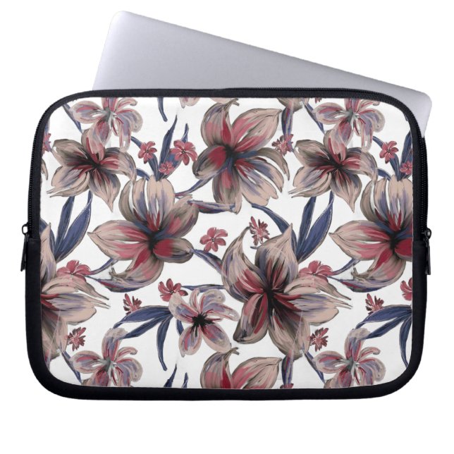 Capa Para Notebook Aquarelas Crimson Floral em Branco (Frente)
