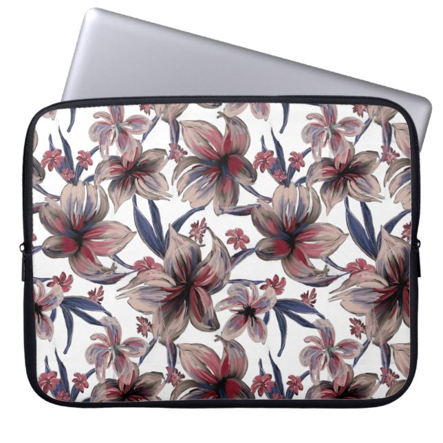 Capa Para Notebook Aquarelas Crimson Floral em Branco (Frente)