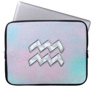Capa Para Notebook Aquarius Zodiac - Símbolo Mãe do Estilo de Nacre
