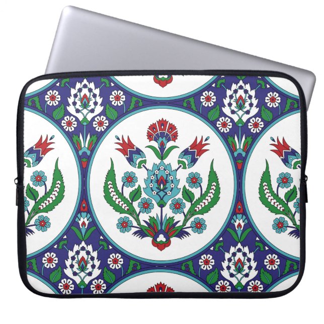 Capa Para Notebook Arábica turca, flores de tulipa, padrão perfeito. (Frente)