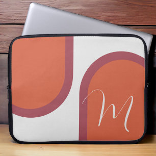 Capa Para Notebook Arca rosa magenta coral moderna com monograma