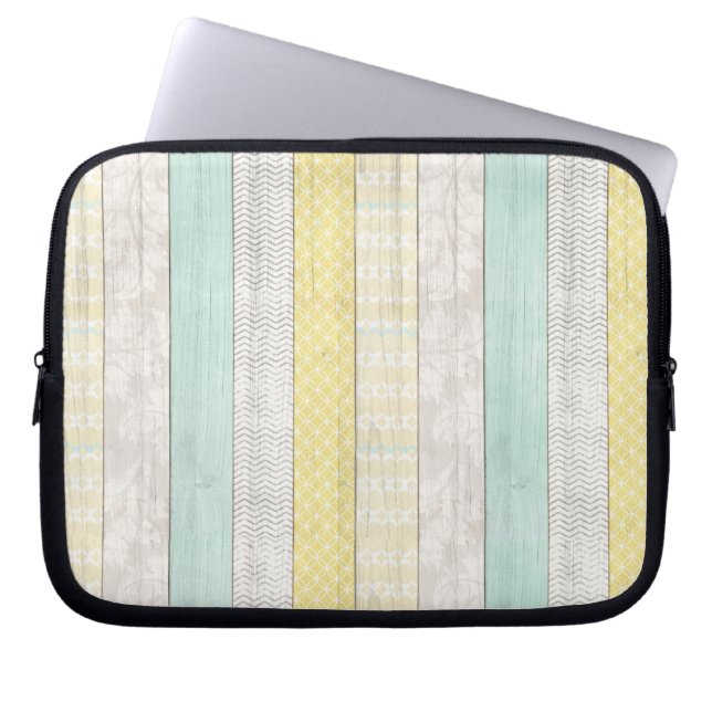 Capa Para Notebook Arco Geométrico Rustic Mint & Yellow Boho (Frente)