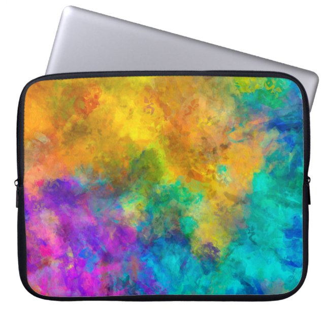 Capa Para Notebook arco-íris abstrato vibrante pintado fundo wi (Frente)