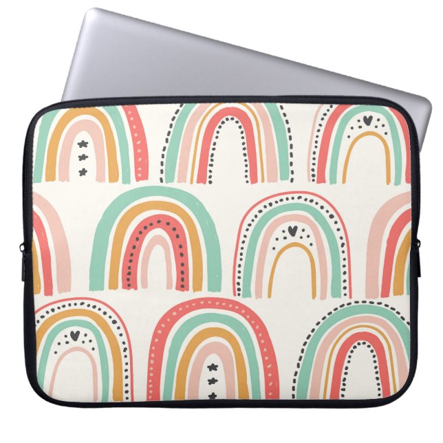 Capa Para Notebook Arco-Íris Escandinavo: Padrão De Arte Ingênuo. (Frente)