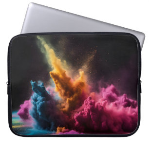 Capa Para Notebook Arco-Íris Explosão em Pó Preto