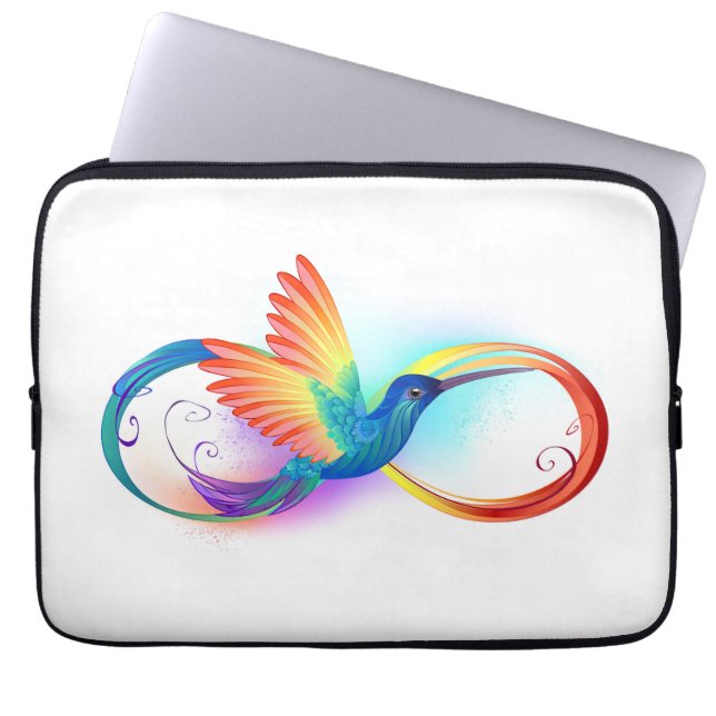 Capa Para Notebook Arco-íris Hummingbird com símbolo Infinito (Frente)