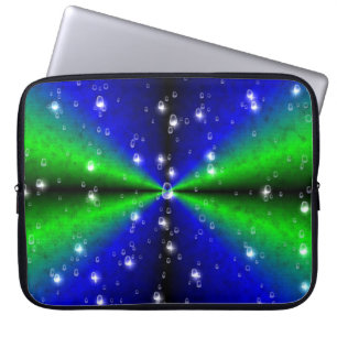 Capa Para Notebook arco-íris verde azul com gotas de chuva e estrelas