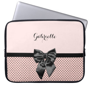 Capa Para Notebook Arco Preto e Nome das Bolinhas Rosa Parisiense Chi