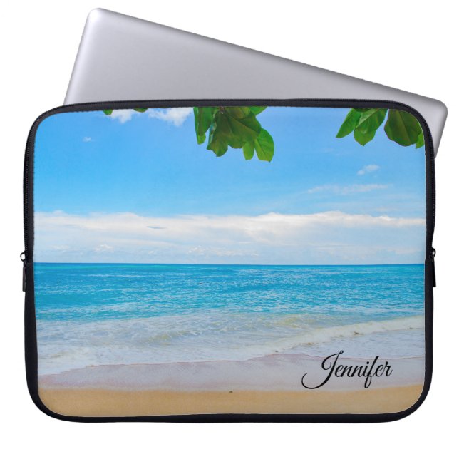 Capa Para Notebook Areia solar de praia tropical e costume marítimo (Frente)