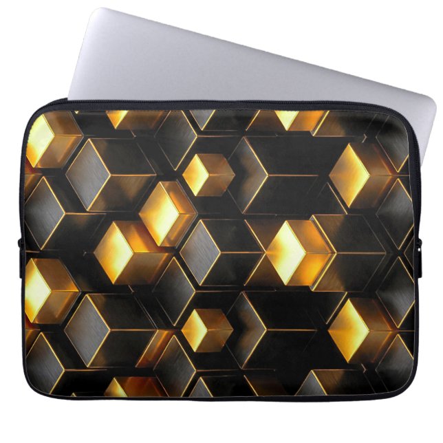 Capa Para Notebook Armadura de Voxel Cibernética Neo Deco de Obsidian (Frente)