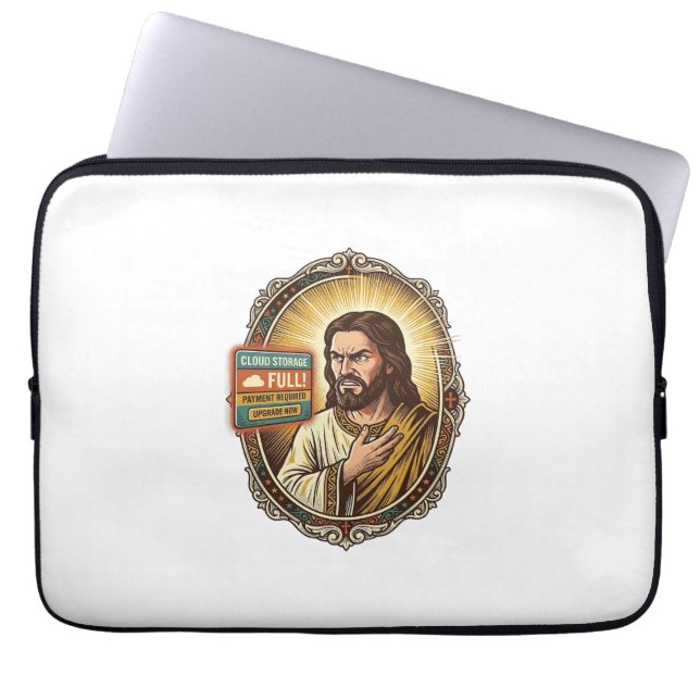 Capa Para Notebook Armazenamento em Nuvem de Jesus Cheio Alerta Paywa (Frente)