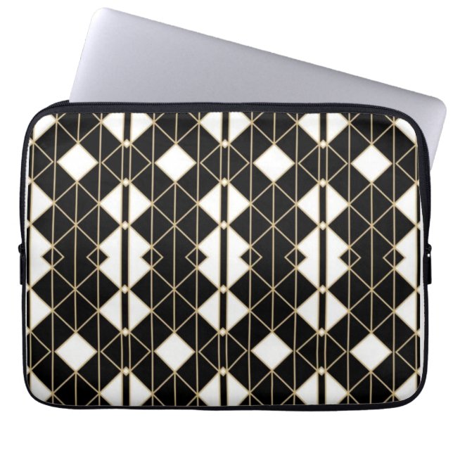 Capa Para Notebook Art Deco Black and Gold Geometric luxury (Frente)