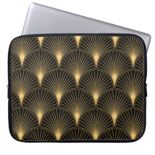 Capa Para Notebook Art Deco Black Dourado: Luxo sem costura