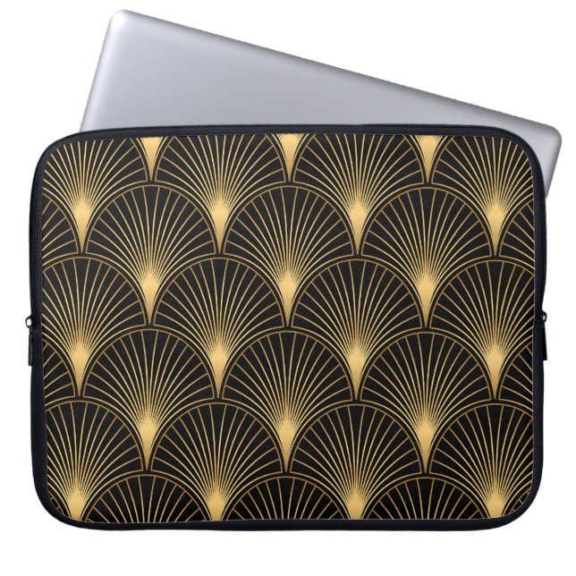 Capa Para Notebook Art Deco Black Dourado: Luxo sem costura (Frente)