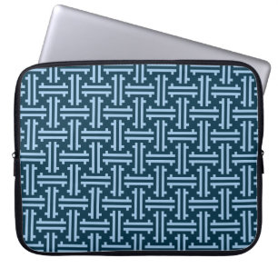 Capa Para Notebook Art Deco Chinês Fret, Indigo e Sky Blue