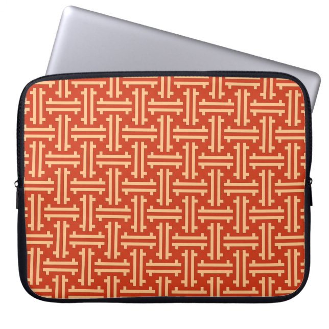 Capa Para Notebook Art Deco Chinês Fret, Mandarin Laranja (Frente)