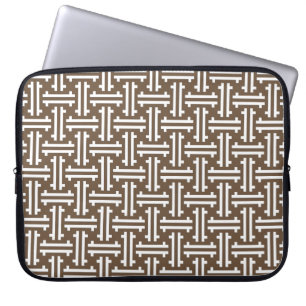 Capa Para Notebook Art Deco Chinês Fret, Taupe Tan e Branco