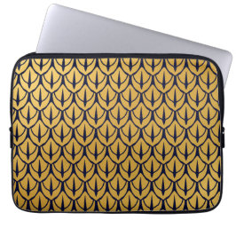 Capa Para Notebook Art Deco Dragon Scales - Blue and Gold Scales