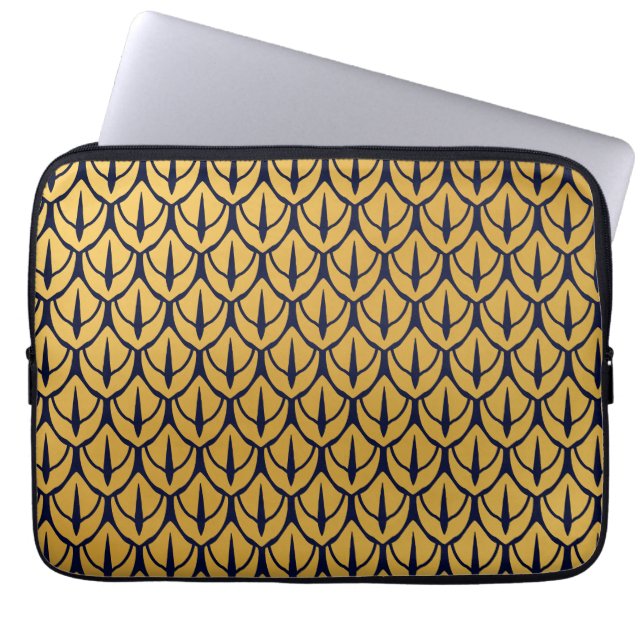 Capa Para Notebook Art Deco Dragon Scales - Blue and Gold Scales (Frente)