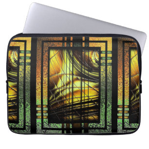 Capa Para Notebook Art Deco Em Verde E Dourado
