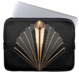 Capa Para Notebook Art Deco Gold Fan Geometric Elegance