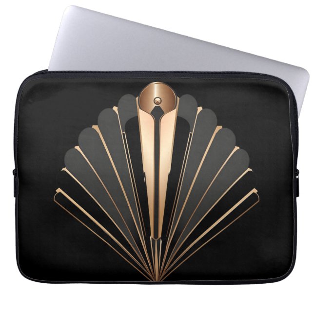 Capa Para Notebook Art Deco Gold Fan Geometric Elegance (Frente)
