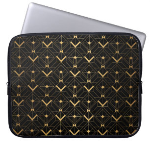 Capa Para Notebook Art Deco Pattern. Serralheiro preto sem costura e