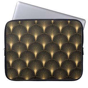 Capa Para Notebook Art Deco Pattern. Serralheiro preto sem costura e