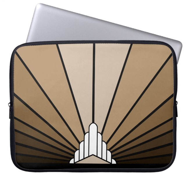 Capa Para Notebook Art deco sun em Eletrônicos bronzeados Bag (Frente)
