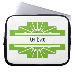 Capa Para Notebook Art Deco Sunburst Patterno em Branco e Laptop