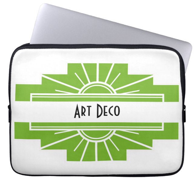 Capa Para Notebook Art Deco Sunburst Patterno em Branco e Laptop (Frente)