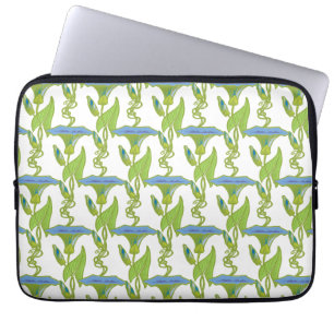 Capa Para Notebook Art Nouveau azul Ipomoea floral wallpaper damask