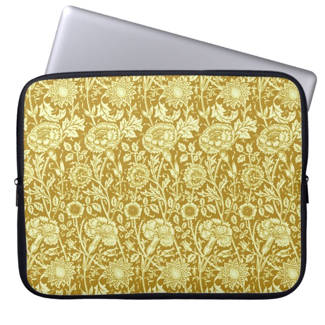 Capa Para Notebook Art Nouveau Carnação Damask, Mostarda e Amarelo (Frente)