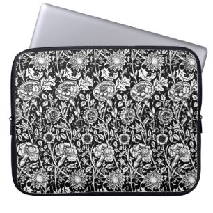 Capa Para Notebook Art Nouveau Carnação Damask, Preto e Branco
