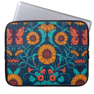 Capa Para Notebook Art Nouveau daisie em azul e amarelo
