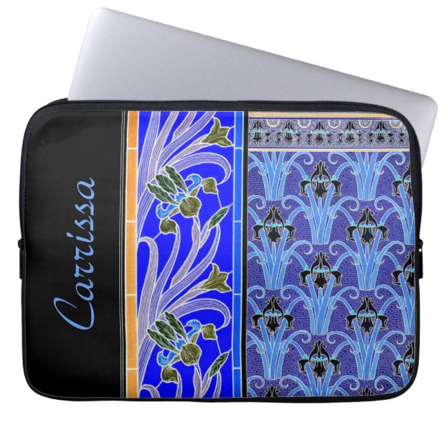 Capa Para Notebook Art nouveau flor da íris elegante verneuil azul pr (Frente)
